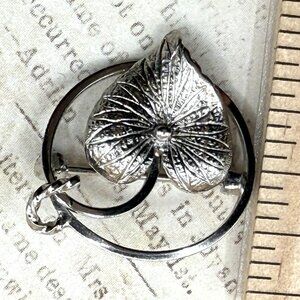 1950s Vintage Sterling Silver Coil Lily Leaf Floral Brooch Pin Petite Signed